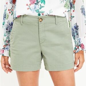 LOFT Green Washed Twill Shorts